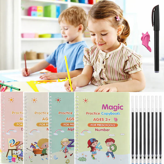 4-in-1 Reusable Kids Practice Book Set