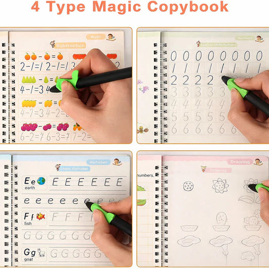 4-in-1 Reusable Kids Practice Book Set