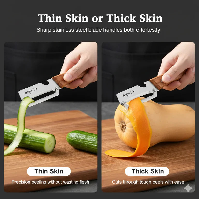 Wood Handle Stainless Steel Peeler